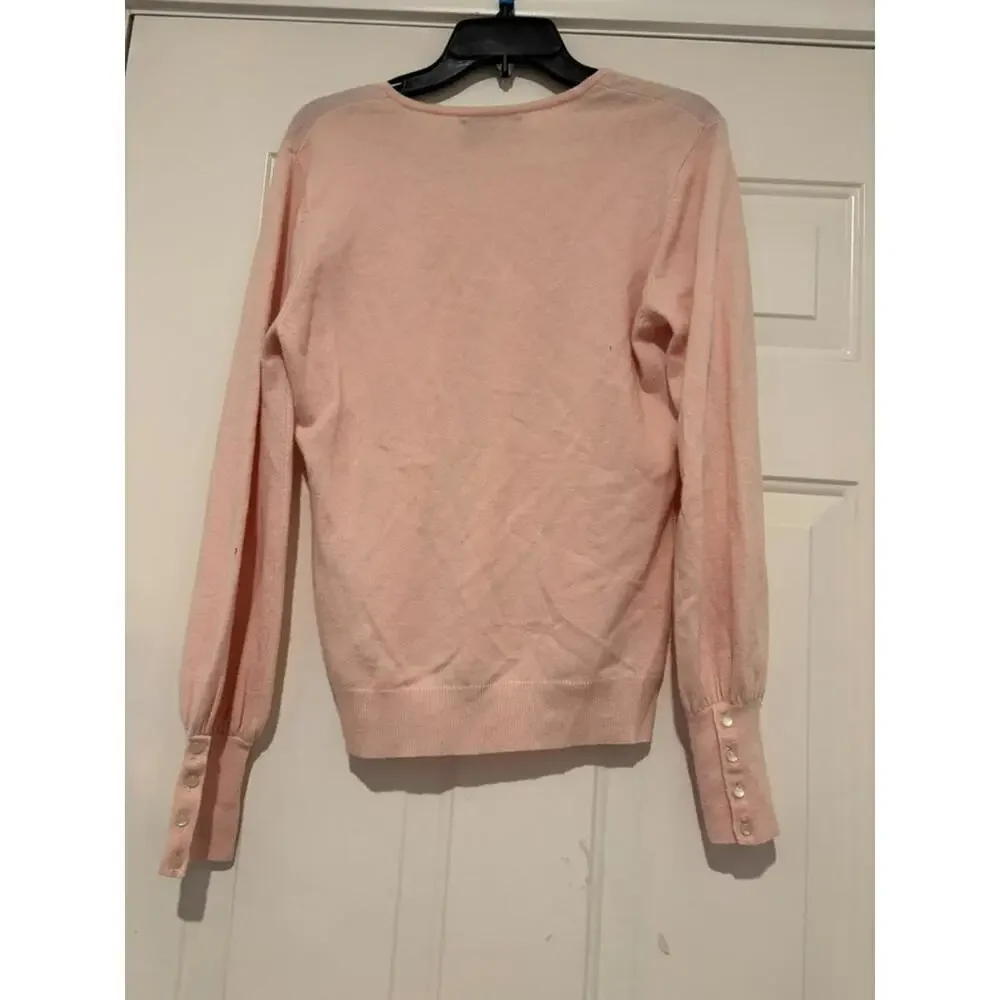Women's Ralph Lauren sz L pink sweater SMALL‎ HOLE INSIDE ARM #1247